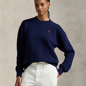 Ralph Lauren Navy Crewneck Sweatshirt with Red Pony